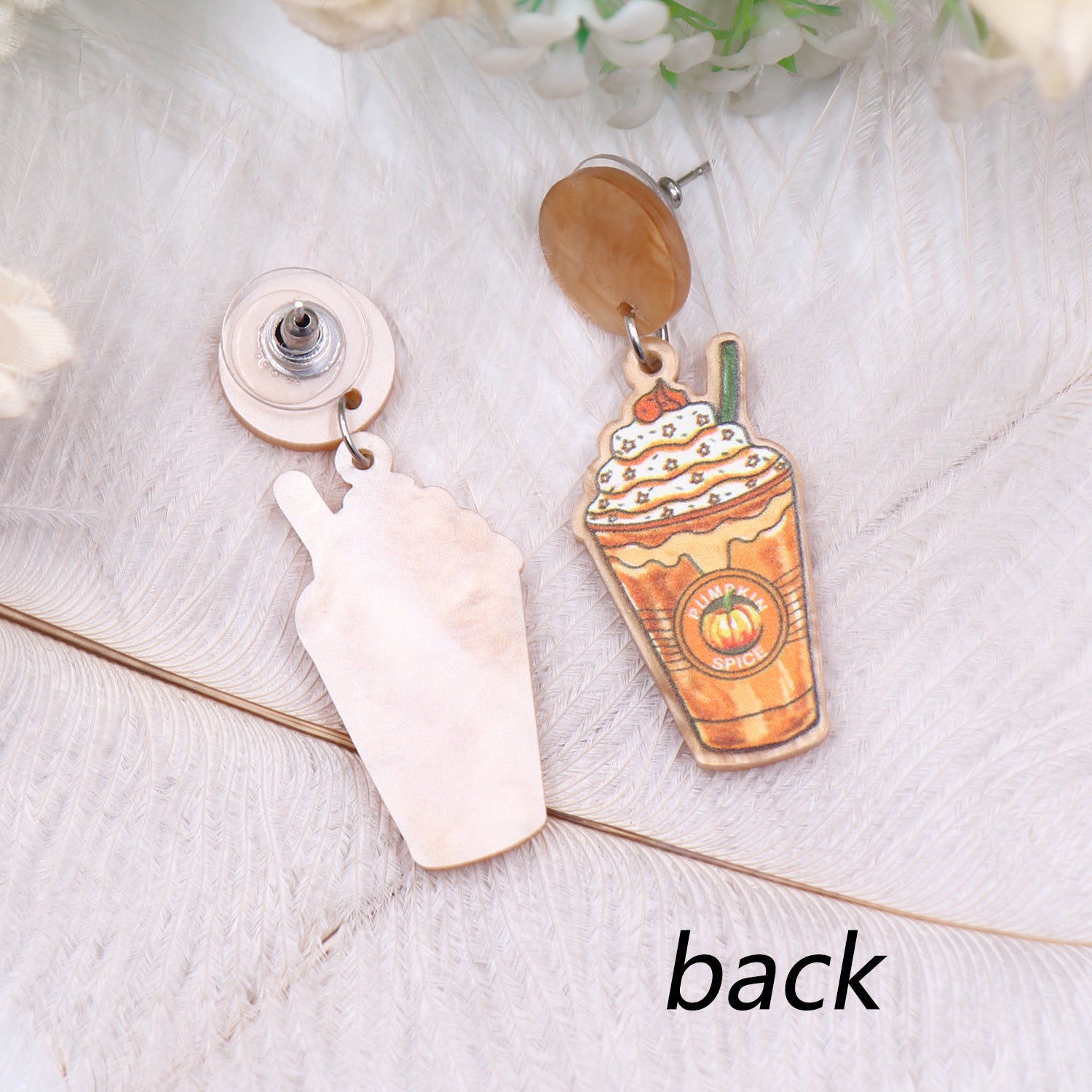 Wholesale Thanksgiving earrings holiday acrylic pumpkin coffee cup earrings earrings